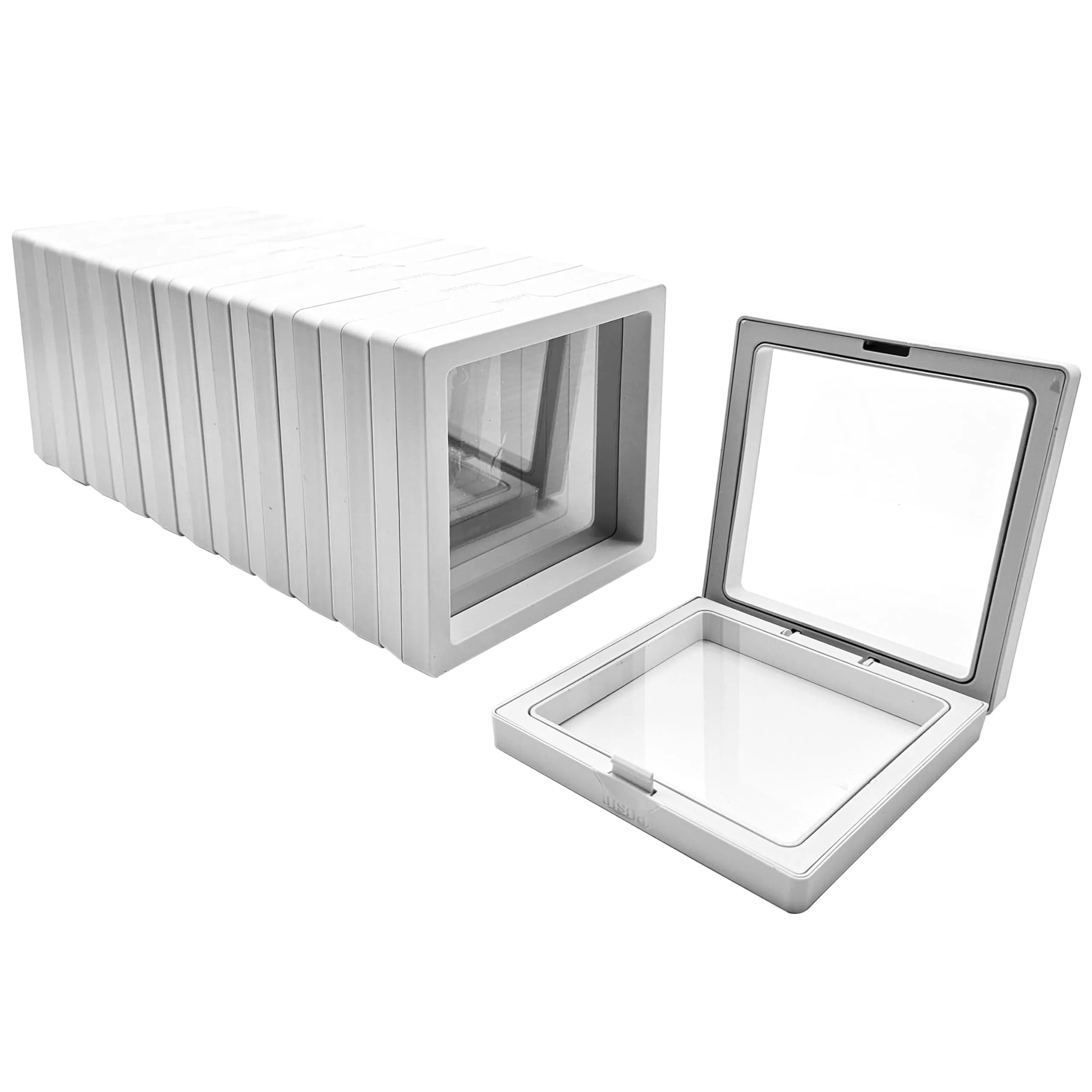 ailison 3D Floating Frame Display Stand White 12-Pack | Organize Jewelry, Medals & Collectibles