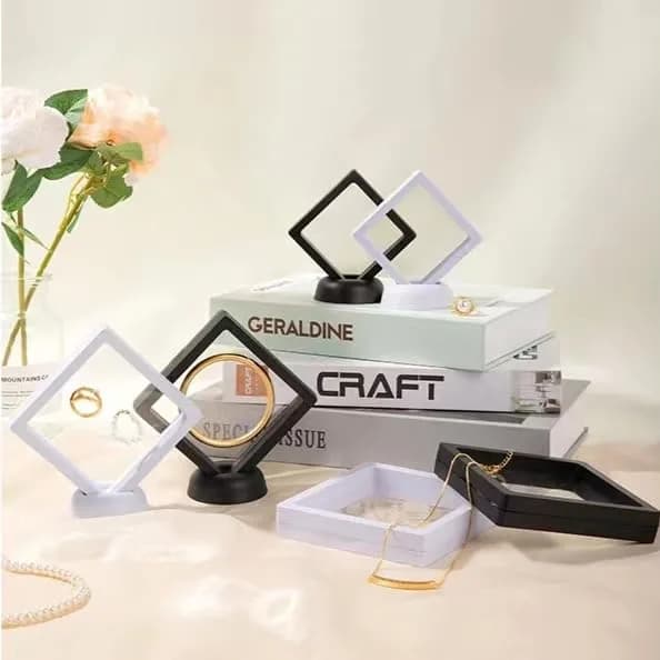 ailison 3D Floating Frame Display Stand White 12-Pack | Organize Jewelry, Medals & Collectibles thumbnail 6