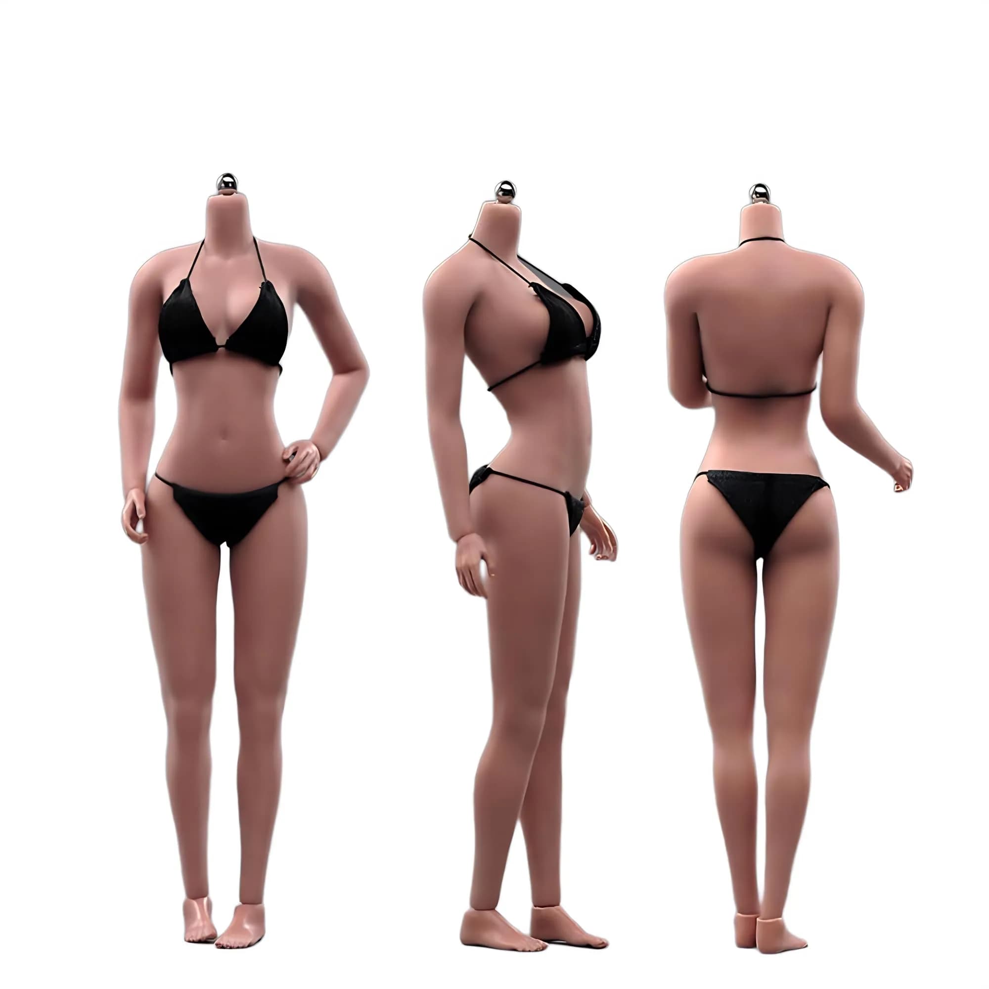 Fremego 1/6 Scale Asian Female Body 12-inch Seamless Figure with Large Bust | ASTM-Tested & BPA-Free Toy Figure — Copper Suntan Skin Normal Skin Ab004s