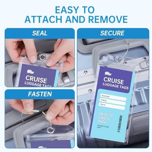 Teskyer Clear Cruise Luggage Tag Holder 8 Pack | Waterproof Extra-Thick PVC, Rustproof Steel Loop thumbnail 5