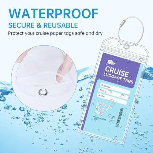 Teskyer Clear Cruise Luggage Tag Holder 8 Pack | Waterproof Extra-Thick PVC, Rustproof Steel Loop thumbnail 3