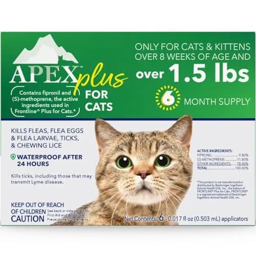 APEX ANIMAL HEALTH Flea & Tick Prevention Drops for Cats >1.5 lbs | 6-Month Supply thumbnail 1