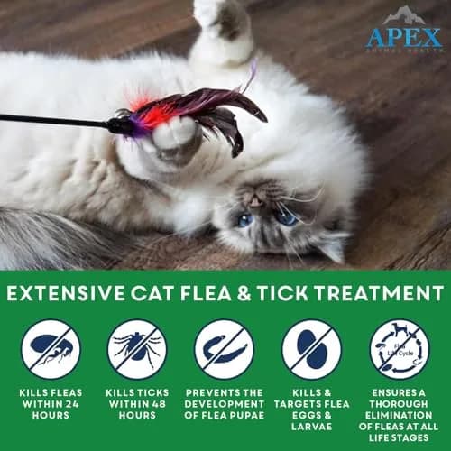 APEX ANIMAL HEALTH Flea & Tick Prevention Drops for Cats >1.5 lbs | 6-Month Supply thumbnail 2