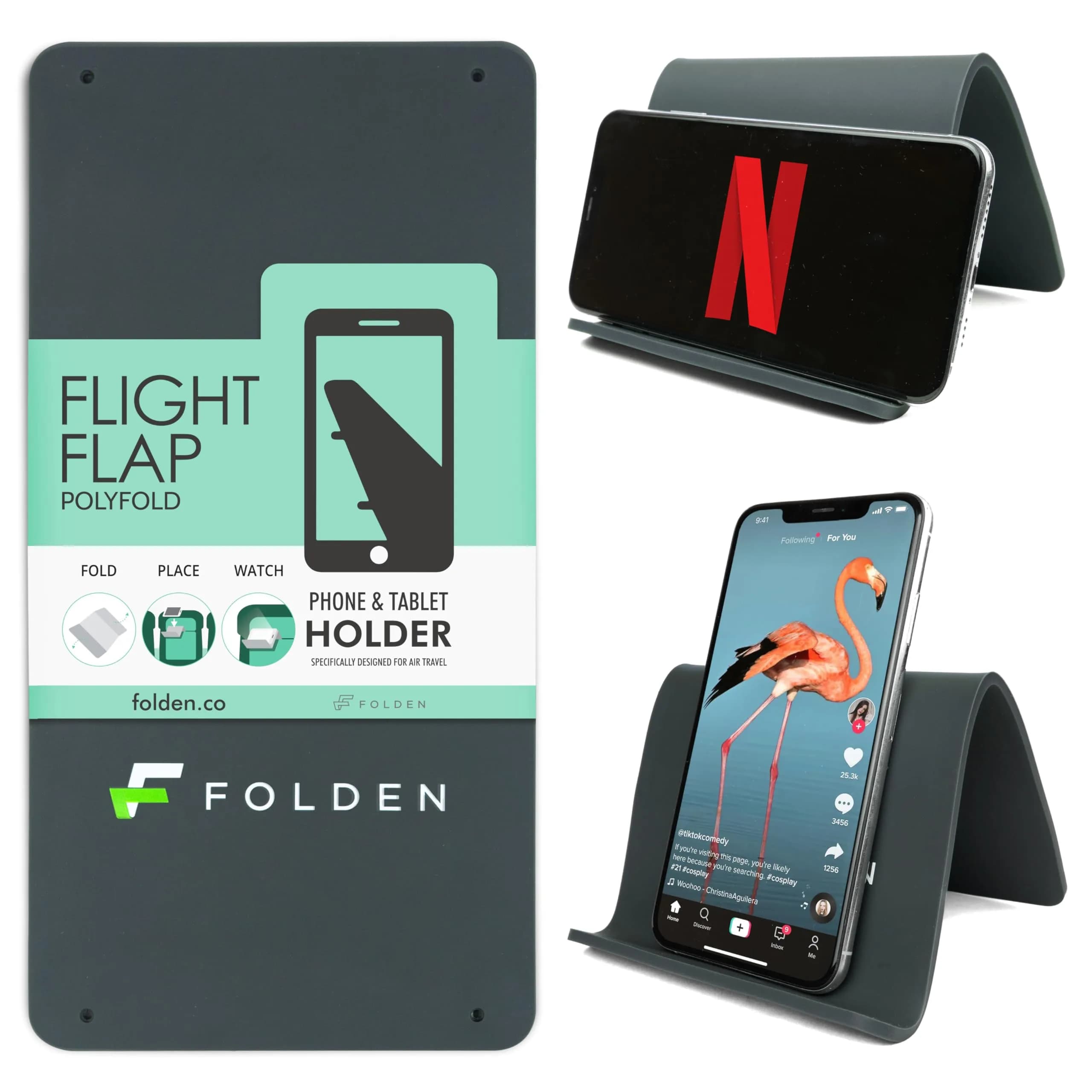 Flight Flap Airplane Phone Holder - Foldable Phone Stand for Plane Travel | Flexible Silicone Travel Gadget