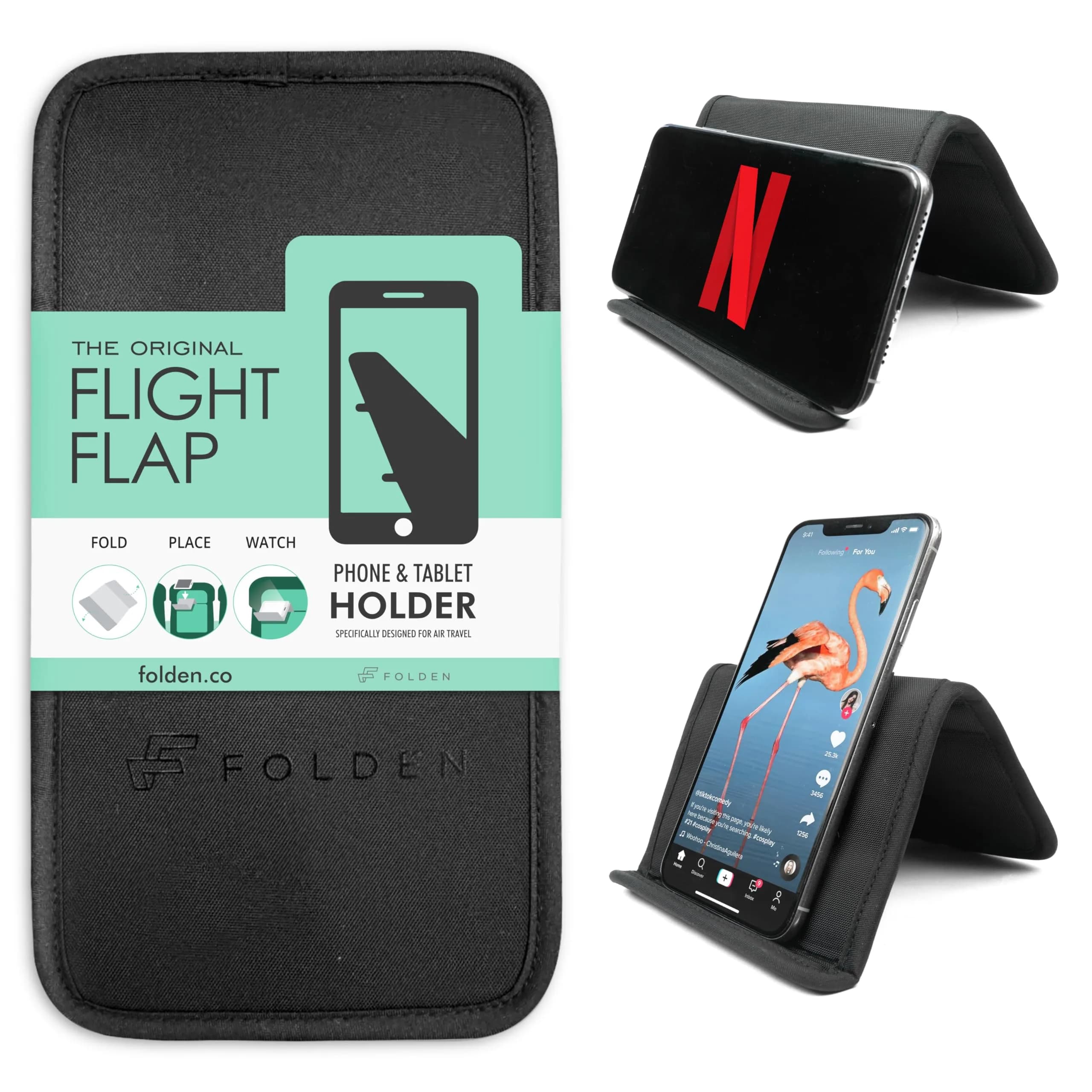 Flight Flap Airplane Phone Holder - Foldable Phone Stand for Plane Travel | Flexible, Durable & Compact
