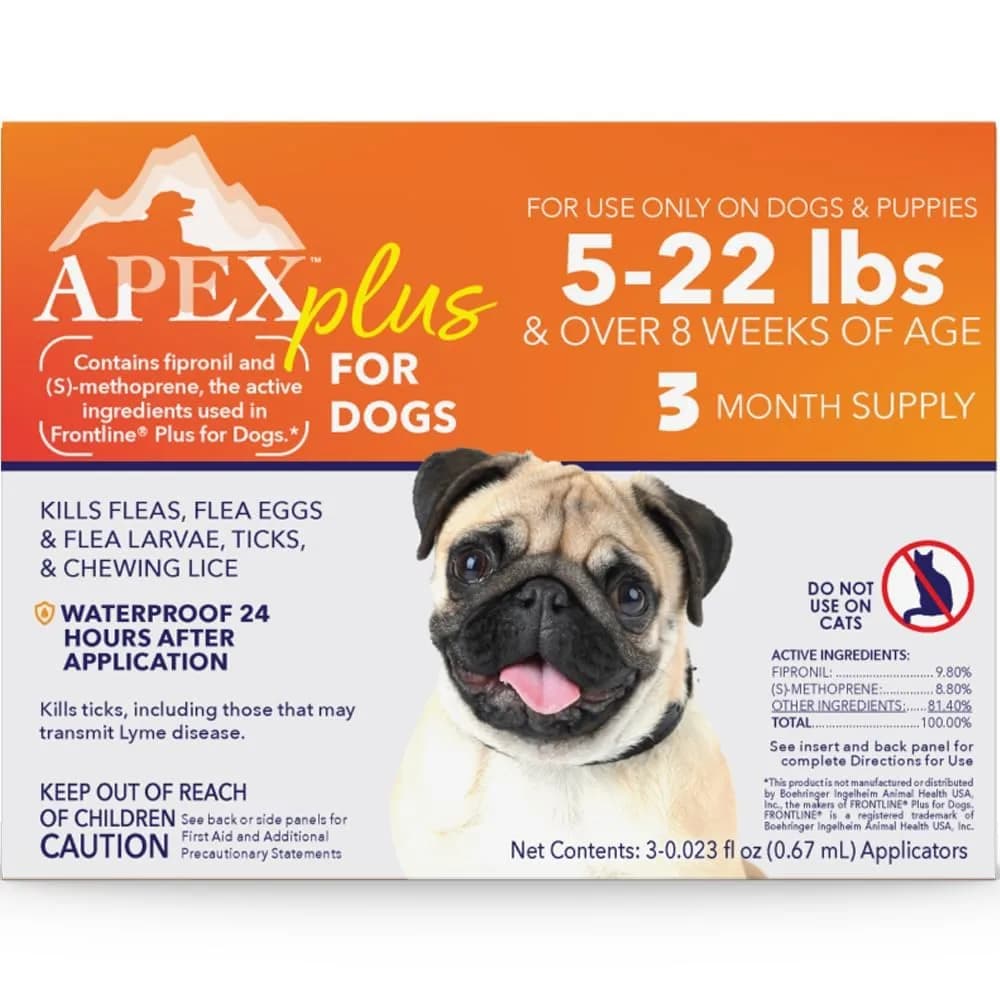 APEX ANIMAL HEALTH Apex Plus Flea & Tick Prevention for Medium Dogs 23-44 lbs | 3-Month Supply — 5-22 lbs