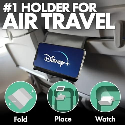 Flight Flap Airplane Phone Holder - Foldable Phone Stand for Plane Travel | Flexible, Vegan Leather, Universal Compatibility thumbnail 2