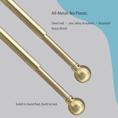 ARNORX 3/8" French Door Curtain Rod, 16-28" Adjustable, Brass Brushed | Lightweight, all-metal design for French doors thumbnail 5