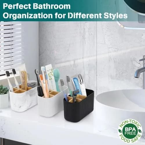 GFWARE Black Toothbrush Holder 5 Slots | Bathroom Organizer Countertop 16.5cm (6.5") thumbnail 5