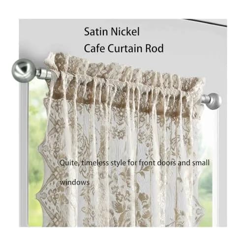 ARNORX Cafe Curtain Rod, 16–28" Adjustable Satin Nickel Set of 2 | No Drill, Renter-Friendly thumbnail 2