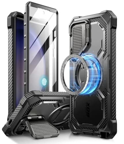 i-Blason Armorbox for Galaxy S24 Ultra Case with Camera Cover Stand & MagSafe, Black 19.7cm (7.75in) | Full Body Rugged Protection thumbnail 1