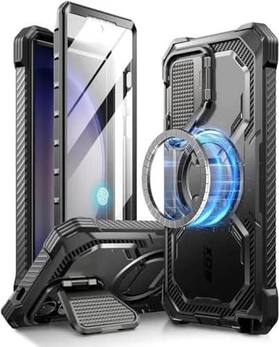 i-Blason Armorbox for Galaxy S24 Ultra Case with Camera Cover Stand & MagSafe, Black 19.7cm (7.75in) | Full Body Rugged Protection thumbnail 4