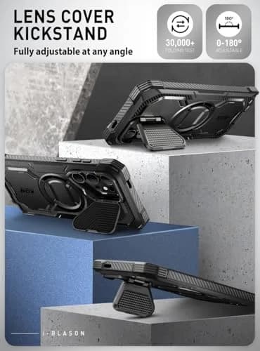 i-Blason Armorbox for Galaxy S24 Ultra Case with Camera Cover Stand & MagSafe, Black 19.7cm (7.75in) | Full Body Rugged Protection thumbnail 6