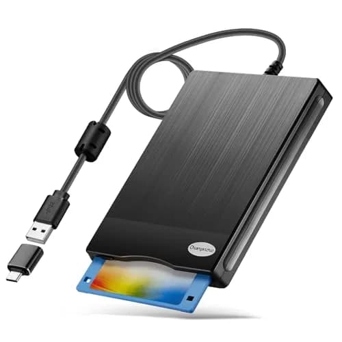 Chuanganzhuo 3.5 inch Floppy Disk Reader 1.44MB External USB Type A/C Drive | Plug-and-Play for Windows PCs thumbnail 1