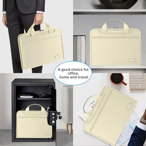 ENGPOW Fireproof Accordion File Organizer 14.2" x 10.4" x 2" | 13 Pockets Document Bag with Handle & Labels thumbnail 6