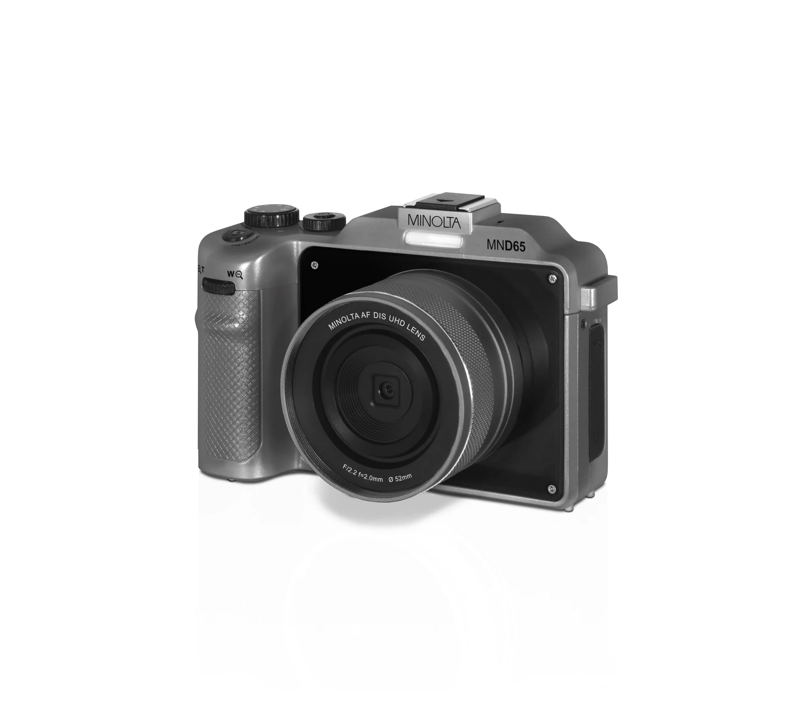 Minolta MND65 56MP Camera | 4K 60FPS Video, Dual-Lens Selfie, 18X Zoom, Compact Gray - main product image