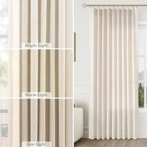 Aersas Cream Beige Linen Curtains 203cm (72 Inches) Long 2 Panels Set | Light Filtering Pinch Pleated Drapes for Living Room & Bedroom thumbnail 4