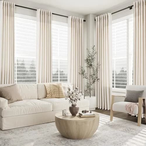 Aersas Linen Curtains 96 Inches Long | Floor to Ceiling Pinch Pleated Sheer for Living Room & Bedroom thumbnail 5