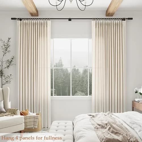 Aersas Linen Pinch Pleated Curtains 84 Inch | Semi Sheer Window Drapes for Living Room & Bedroom thumbnail 6