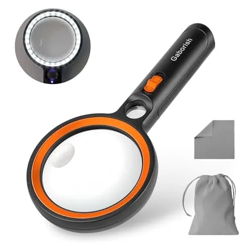 GABORISH Handheld Illuminated Magnifying Glass with 30 LED Lights, 10X 20X 45X Magnification, 8.9cm (3.5 Inch) Lens | Visual Impairment Aid thumbnail 1