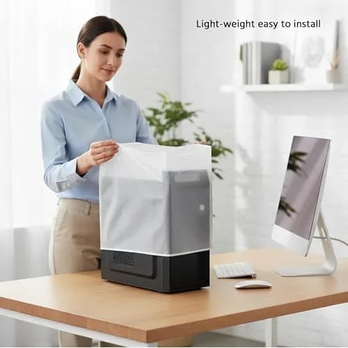 SZBRO Medium PC Dust Cover 21cm (8"W x 17.5"H x 17.5"D) | Waterproof & See-Through for Gaming Desktops thumbnail 3