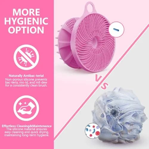 BEAUTAIL 2-in-1 Silicone Body Scrubber & Scalp Massager Brush | Lilac (10.5cm x 10.5cm x 6.5cm) thumbnail 5