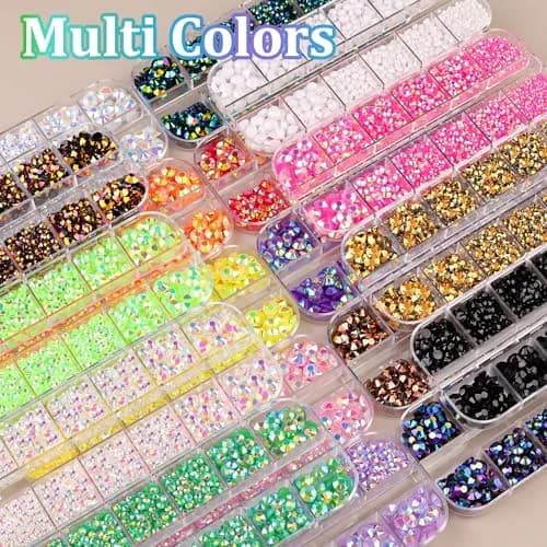 TINKRSTUFF Resin Jelly Rhinestones with B7000 Glue | Gold Flatback Crystals for Crafts & Nails (1 Box + 3x10ml Glue) thumbnail 7