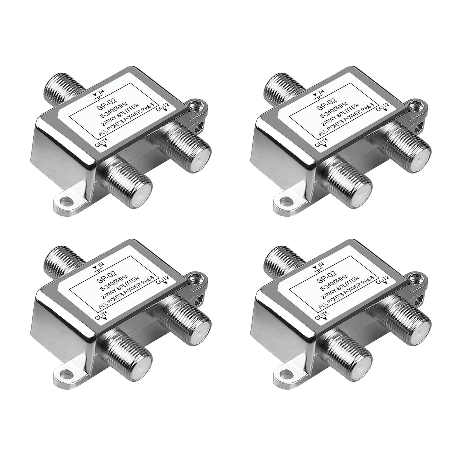 NEWCARE 2-Way Coaxial Cable Splitter 4-Pack | 5-2400MHz RG6 Compatible
