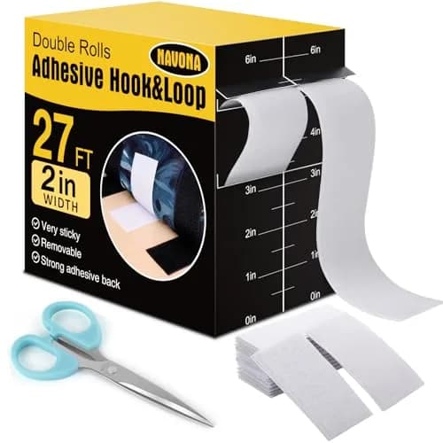 Navona Heavy Duty Hook and Loop Strips with Adhesive, 2 Inch x 54 Feet Total, White | Strong Sticky Back Fastener Roll for Home & Office thumbnail 1