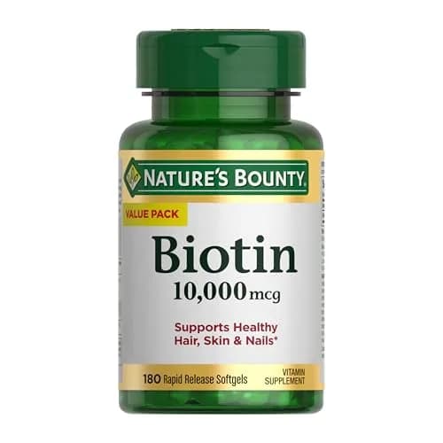 Nature's Bounty Biotin Hair Skin and Nails Vitamins 10000mcg 180 Count Softgels | Supports Healthy Hair Skin Nails & Energy Metabolism thumbnail 1