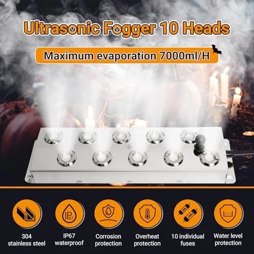 Toriexon Ultrasonic Mist Fogger 10 Heads | 7000ml/H, Stainless Steel, IP67 Waterproof thumbnail 2