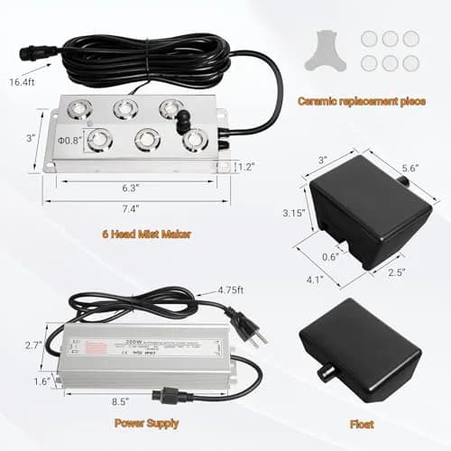 Toriexon Ultrasonic Mist Maker Fogger 6 Heads | 5000ml/H Outdoor Fogger for Gardens & Ponds thumbnail 3