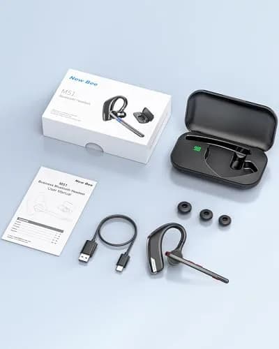 New Bee M51 Bluetooth Headset 2-Pack | Dual Mic Noise Cancelling Wireless Earpiece with 500mAh Charging Case thumbnail 8