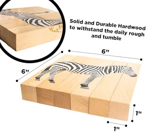 Montessori & Me Wooden Animal Chunky Puzzles for Toddlers 2+ Years - 4-in-1 Safari Animal Block Puzzle Toy | Educational STEM Learning thumbnail 2