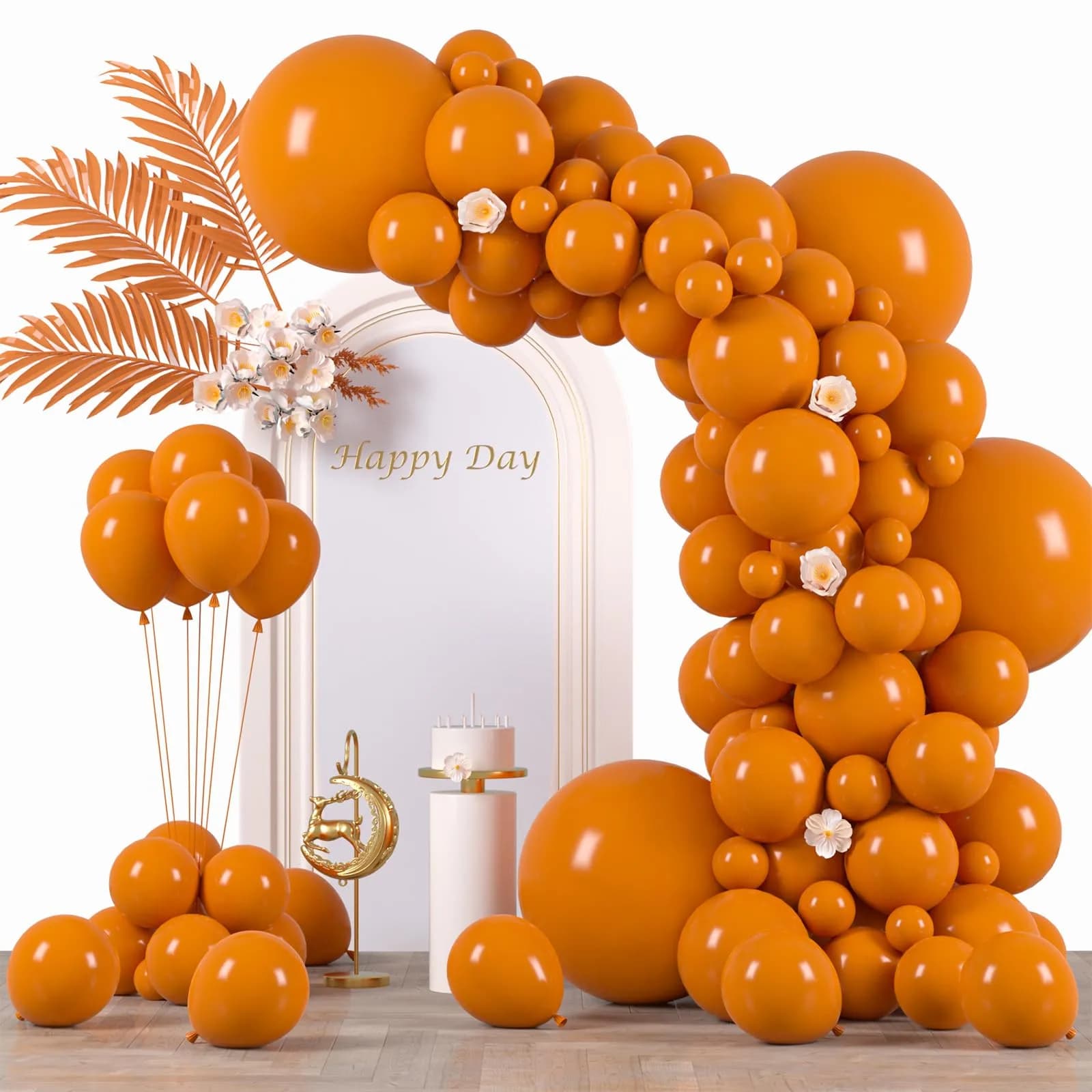 Voircoloria 130pcs White Party Balloons Garland Arch Kit, 18 12 10 5 Inch | Assorted Colors Balloon — 41 Retro Orange