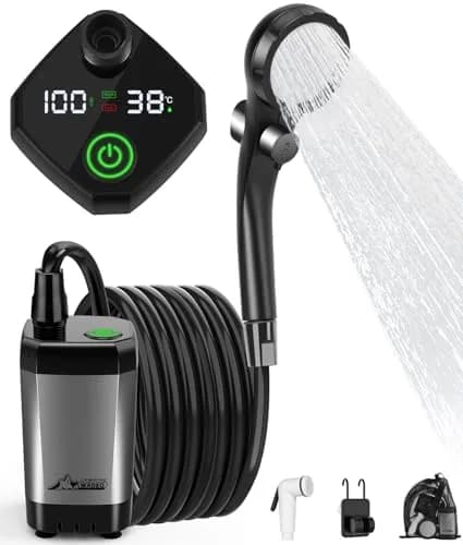 WADEO Portable Camping Shower with Digital Display & 6000mAh Battery | 5 L/min Flow Rate thumbnail 1