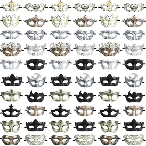 Chivao 60 Pcs Halloween Masquerade Masks Bulk | Classic Venetian Style for Parties thumbnail 1