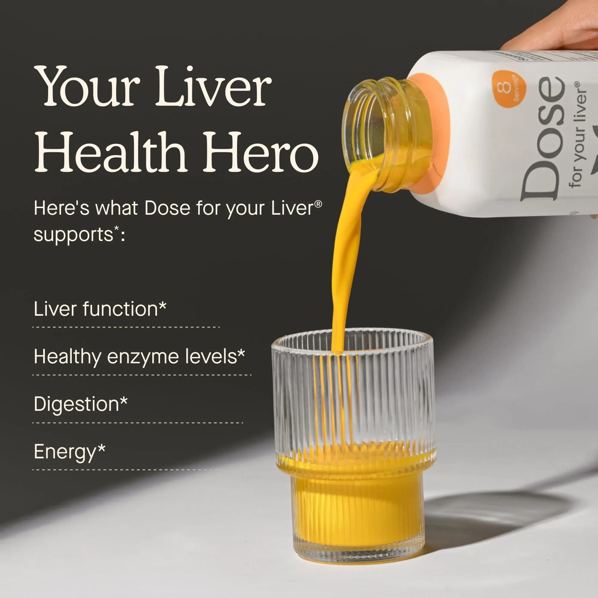 Dose for Your Liver Orange 16oz Herbal Supplement | Organic Milk Thistle, Turmeric, Dandelion, Ginger for Liver Cleanse & Detox thumbnail 3
