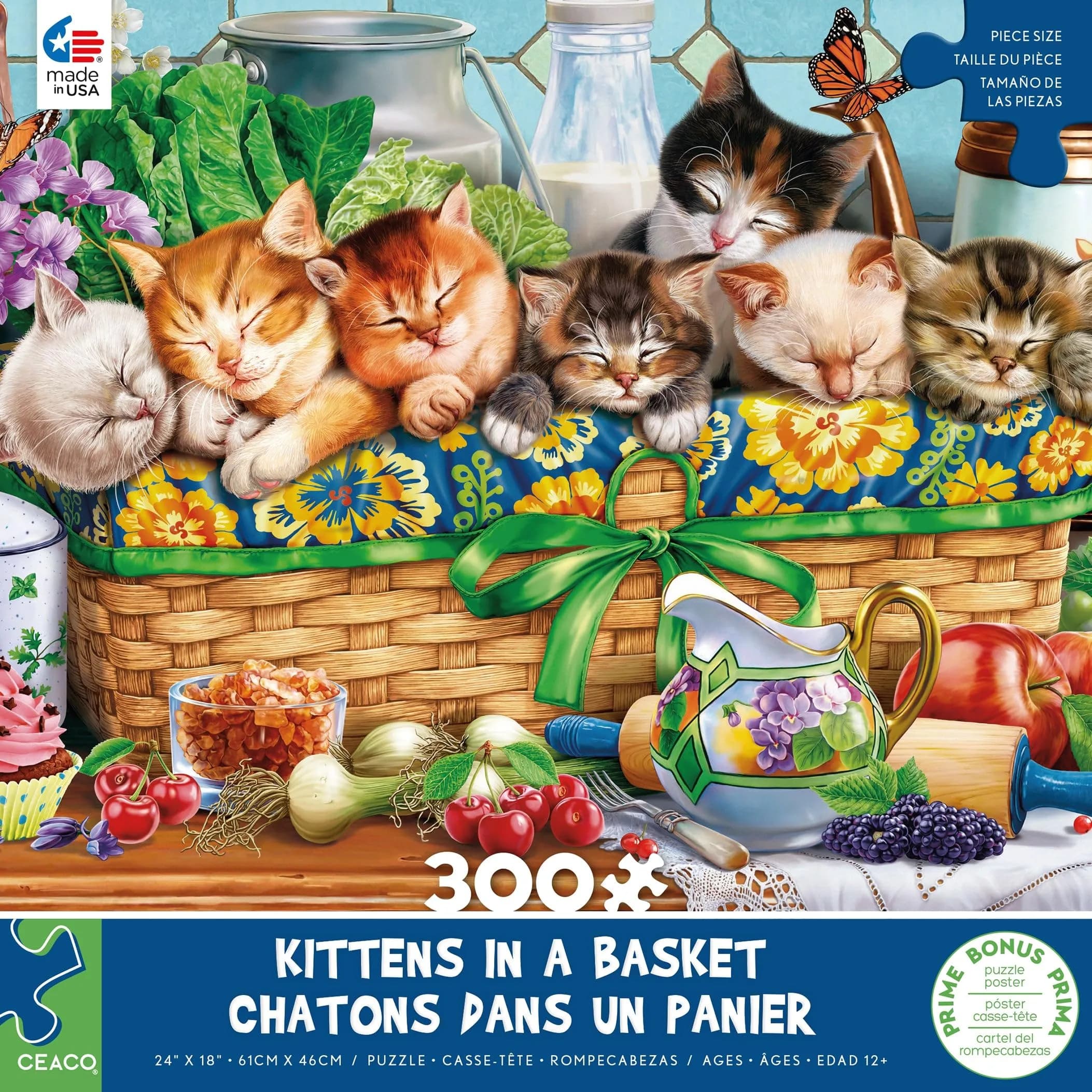 Ceaco Kittens in a Basket 300 Piece Jigsaw Puzzle for Adults | Premium USA Puzzle - main product image