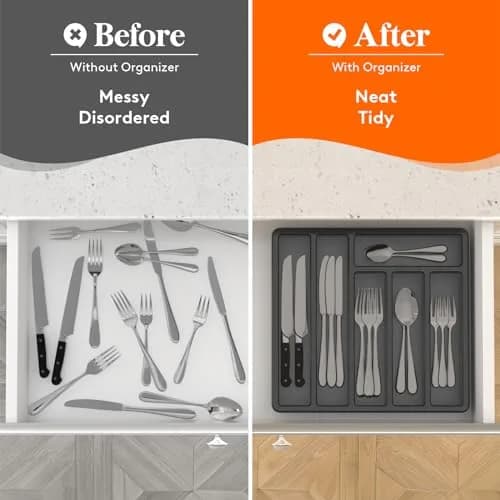 Lifewit Silverware Organizer with Lid, 12.6x11.8, Dust-Free Storage, BPA-Free, Modern Design thumbnail 7