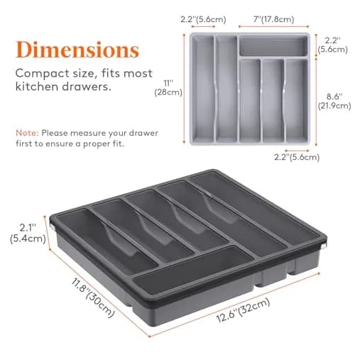 Lifewit Silverware Organizer with Lid, Covered Utensil Tray, 12.6x11.8 | Dust-Free Storage & 6 Compartments thumbnail 4