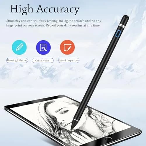 DOGAIN Black Stylus Pen for iOS & Android Touch Screens | 1.45mm Fine Point Rechargeable Stylus Pen for iPad/iPhone/Android/Tablet/Switch thumbnail 5