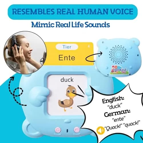 ZeenKind German & English Talking Flash Cards for Toddlers 255 Cards | Bilingual Speech & Learning Toy thumbnail 3