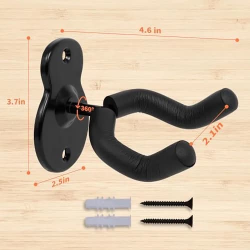 Sound harbor Guitar Wall Mount 5 Pack | Steel & Soft Padding, Holds 27.2 kg (60 lb) thumbnail 5