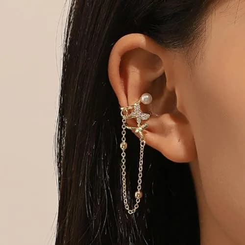KummerSaprk Gold Ear Cuffs Non Piercing Trendy Jewelry Adjustable | Elegant Clip Earrings for Women thumbnail 3