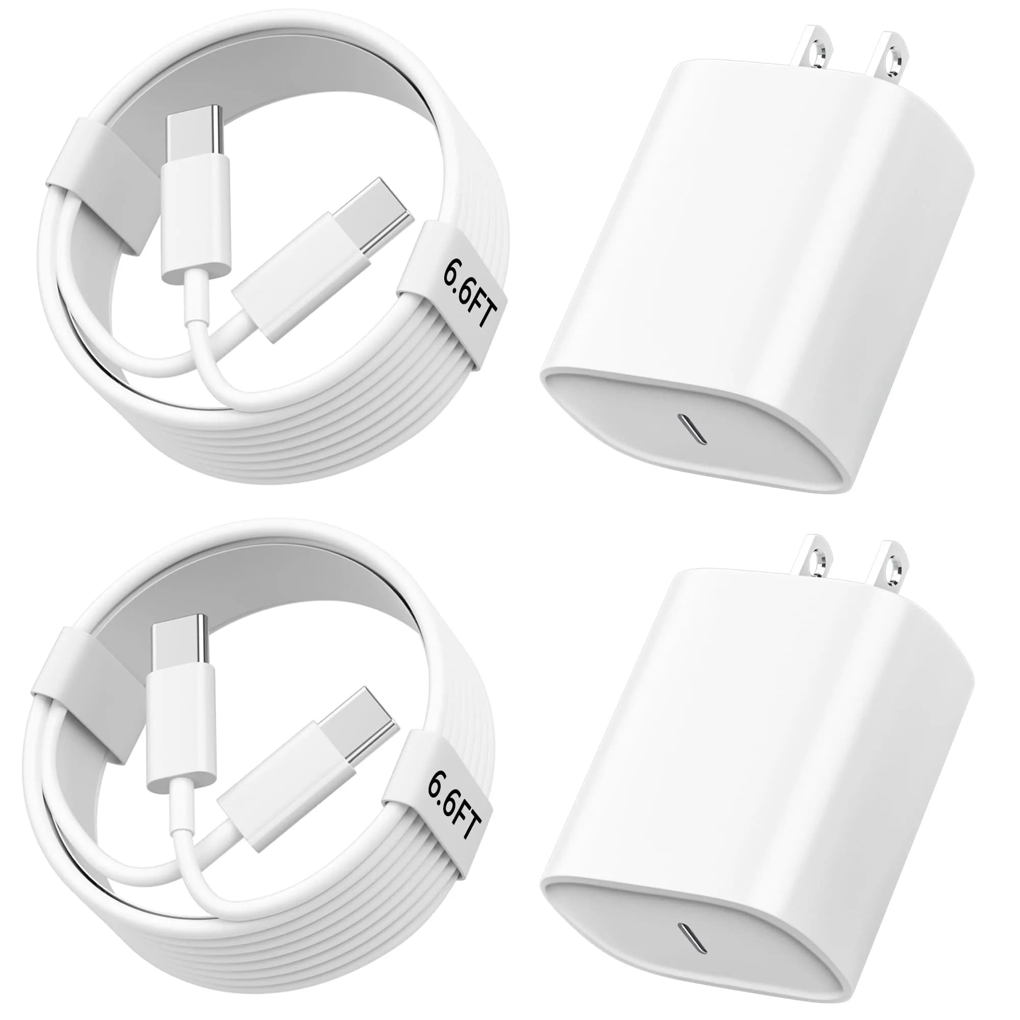 Ubearkk Phone 17 16 15 Charger Fast Charging | 20W USB C Wall Adapter with 10FT Cable — White / 6.6FT
