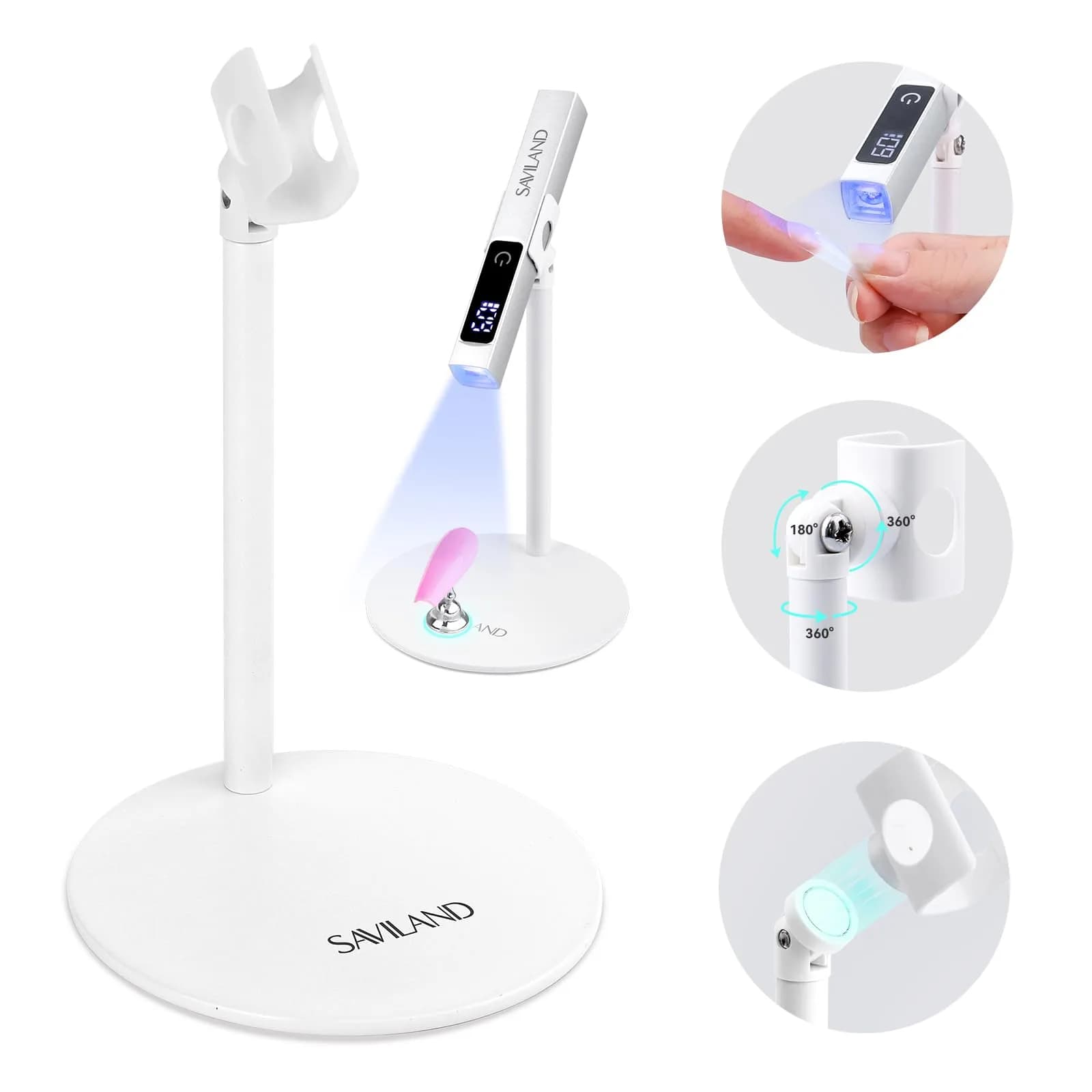 SAVILAND 360° Adjustable Magnetic UV Nail Lamp Stand | Hands-Free Curing for Gel Nails