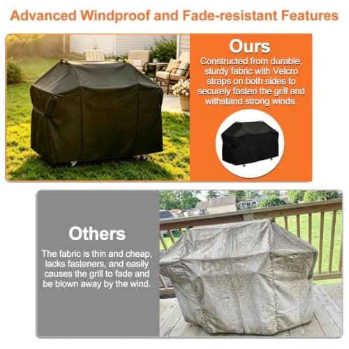 Blackhoso Heavy Duty Grill Cover for Weber Genesis 300 Series & 2022 Genesis 300 Grills, 63"W x 25.6"D x 43"H thumbnail 6
