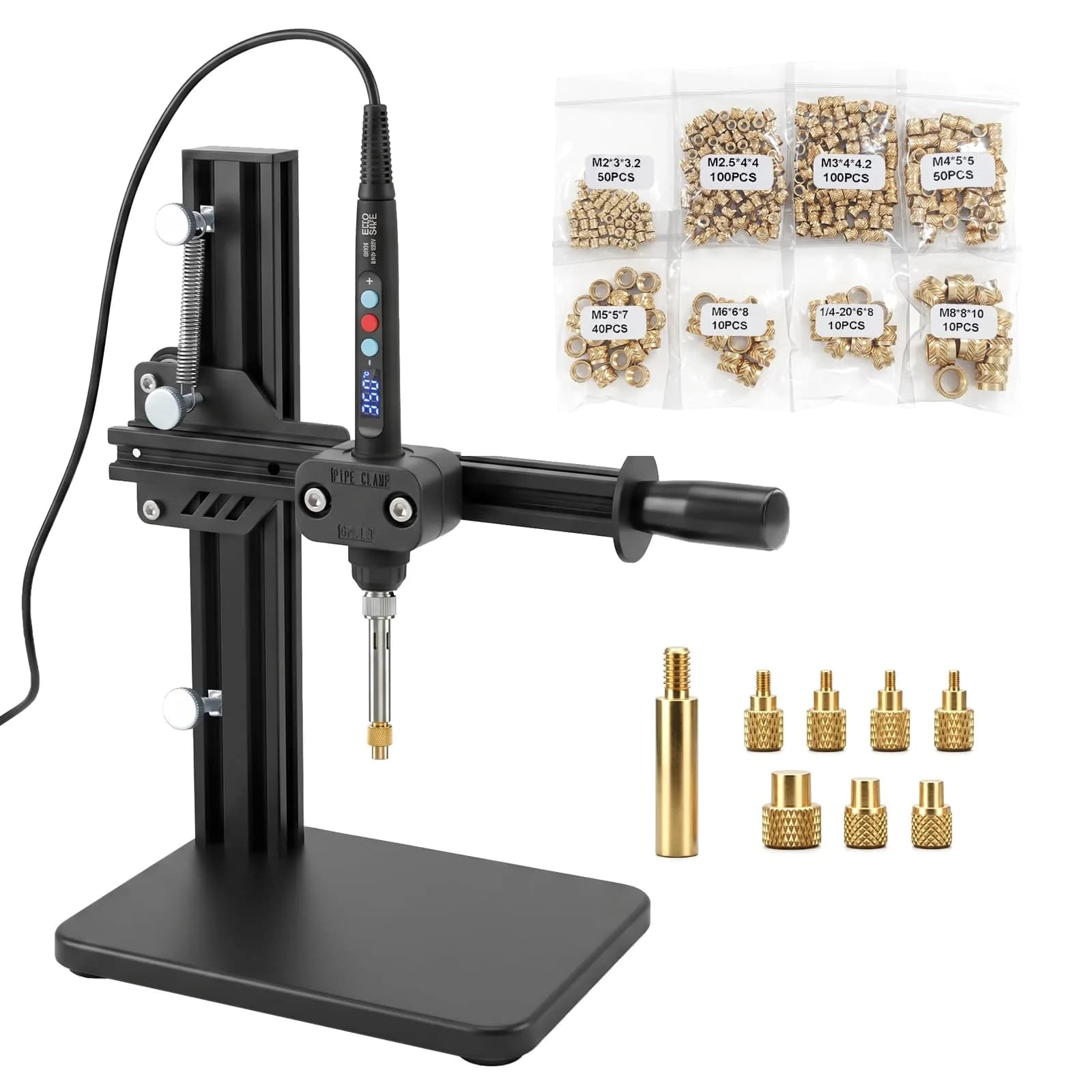 3DZWMAN Vertical Heat Set Insert Tool with 110V/220V Soldering Iron | M2-M8 Brass Inserts for 3D Printing — ZW12+