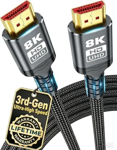 Green Jiss 8K HDMI 2.1 Cable 1.5FT | Supports 8K@60Hz, 48Gbps, Nylon Braided thumbnail 1